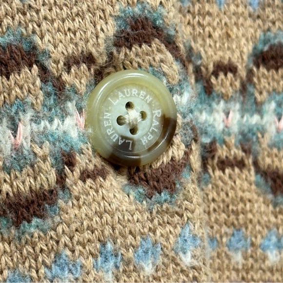 Lauren Ralph Lauren fair isle cashmere angora blend cardigan sweater size SMALL - Picture 8 of 14